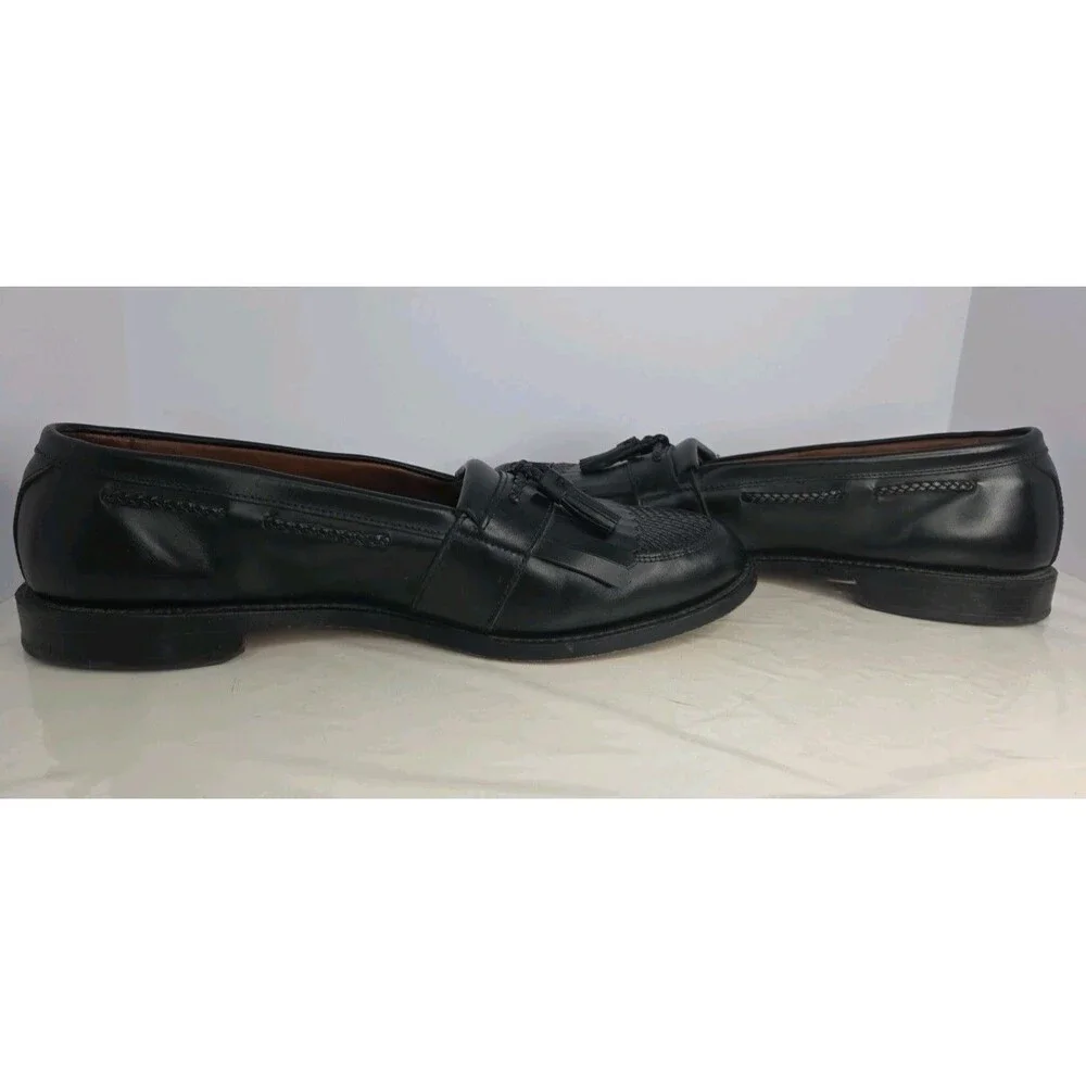 Allen Edmonds 'Cody' Black Leather Dress Loafer Woven Detail &Tassels S 14 EUC
